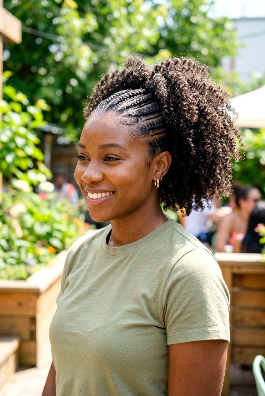 Feed In Braid Puff Ponytail - 20 natural puff ponytail hairstyle - 20 natural puff ponytail hairstyle