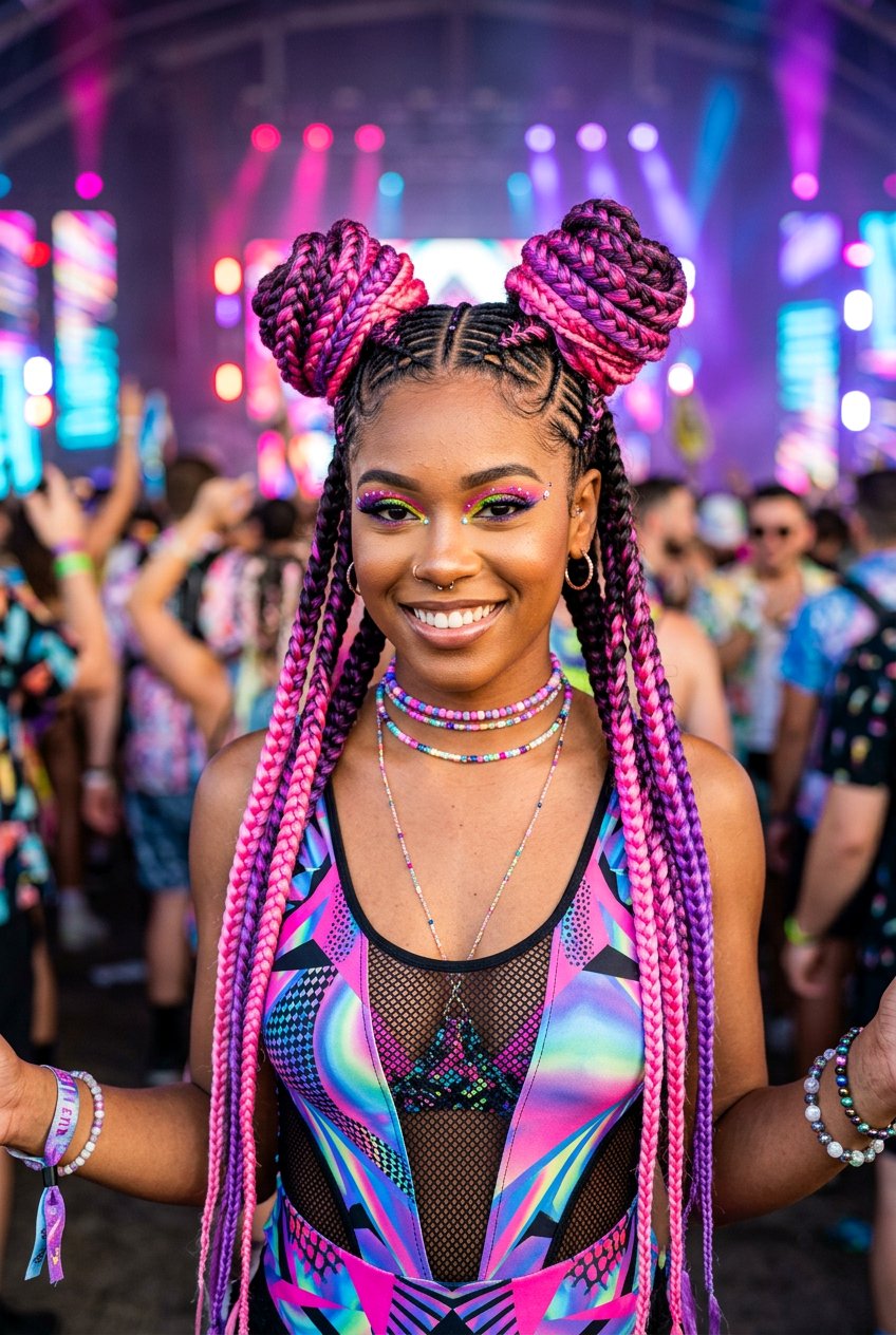 Feed In Braid Space Buns - 20 festival braid space buns - 20 festival braid space buns