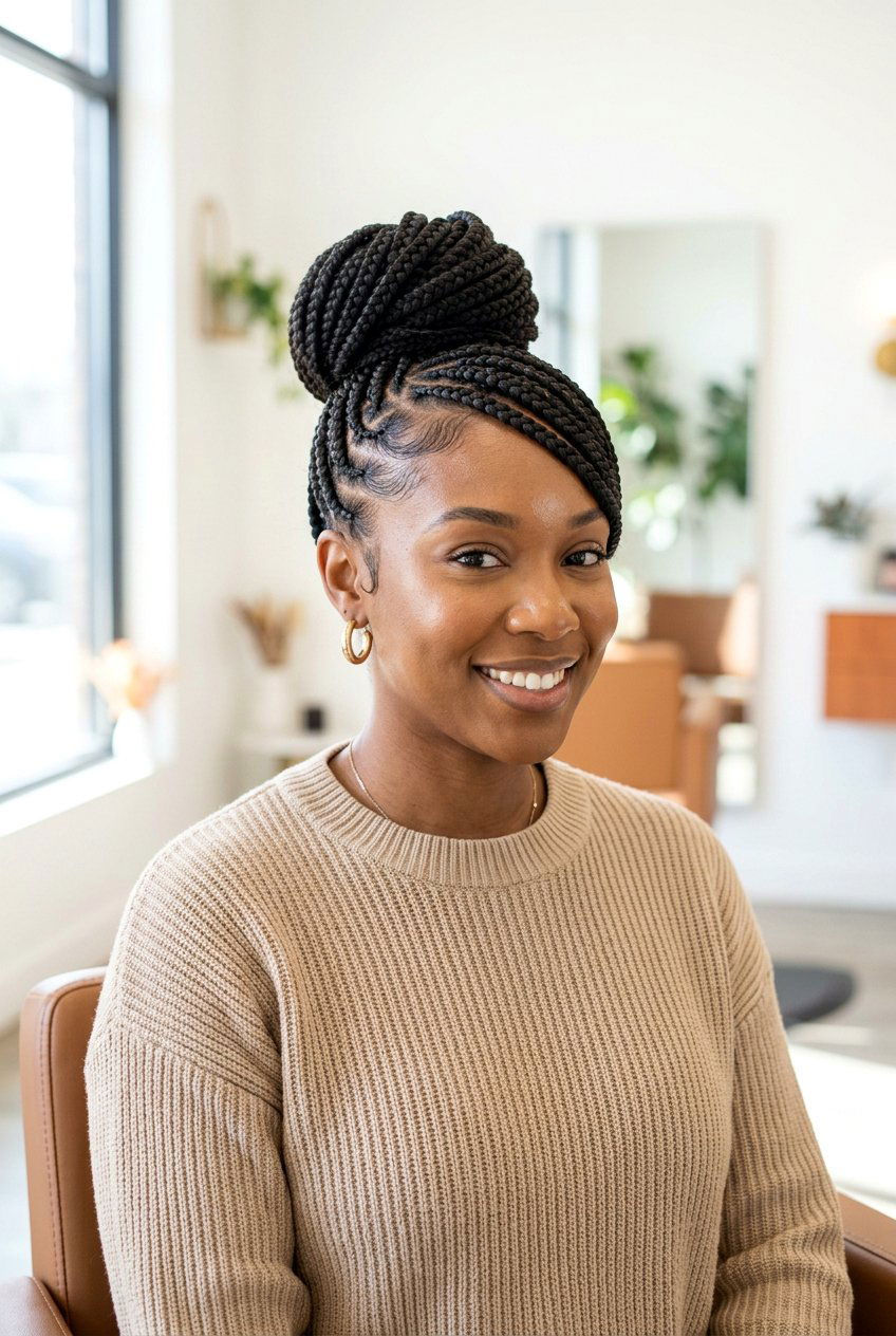 Feed In Braided Bun With Swoop Bangs - 20 braided bun with swoop bangs - 20 braided bun with swoop bangs