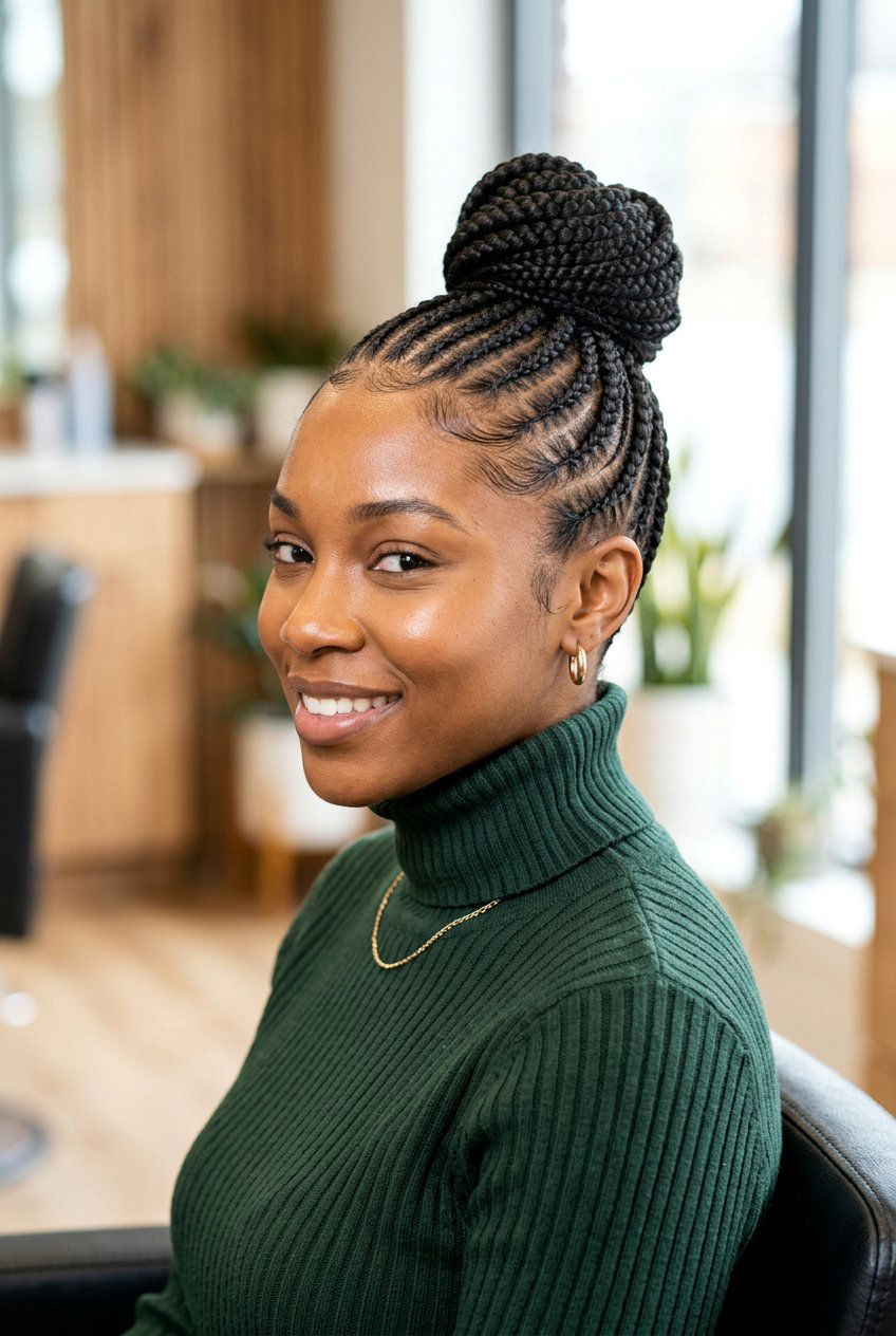 Feed In Braided Bun - 20 braided bun for black women - 20 braided bun for black women