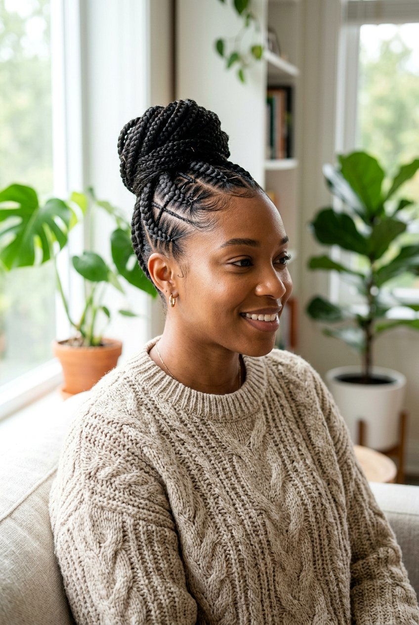 Feed In Braids Bun For Natural Hair - 20 feed in braids bun hairstyle - 20 feed in braids bun hairstyle