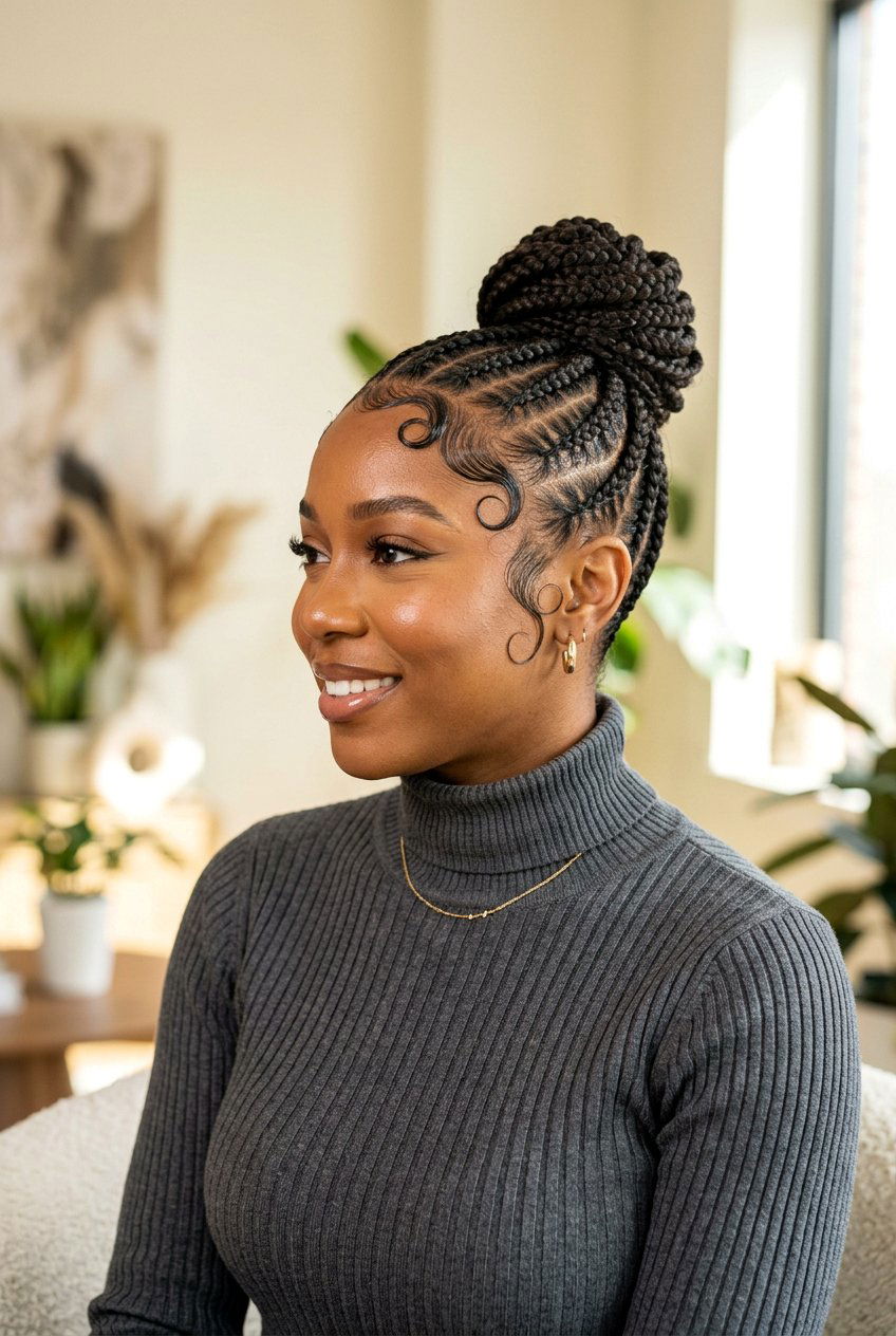 Feed In Braids Bun With Baby Hair - 20 feed in braids bun hairstyle - 20 feed in braids bun hairstyle