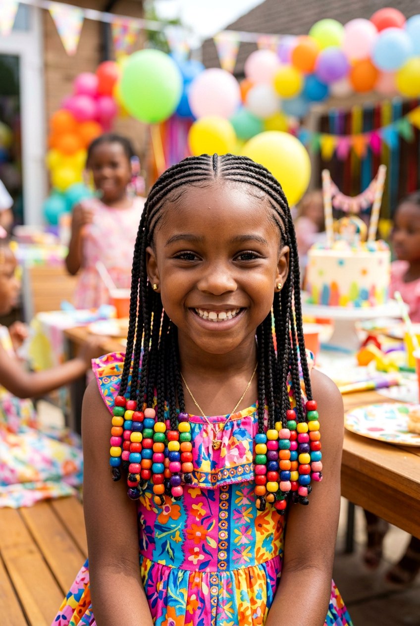 Feed In Braids With Beads For Kids - 20 little girls party hairstyle with braids - 20 little girls party hairstyle with braids