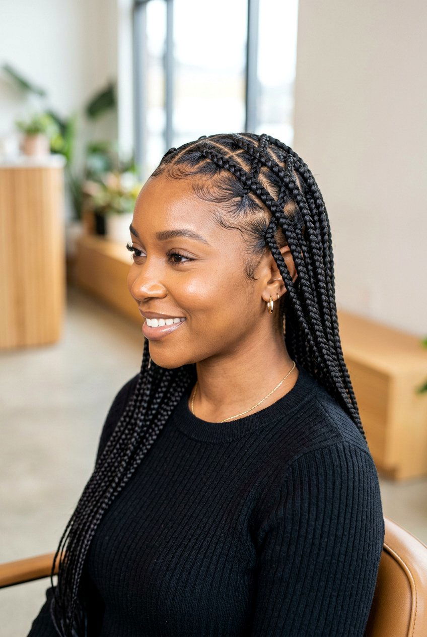 Feed In Braids With Criss Cross Design - 20 feed in braids hairstyles - 20 feed in braids hairstyles