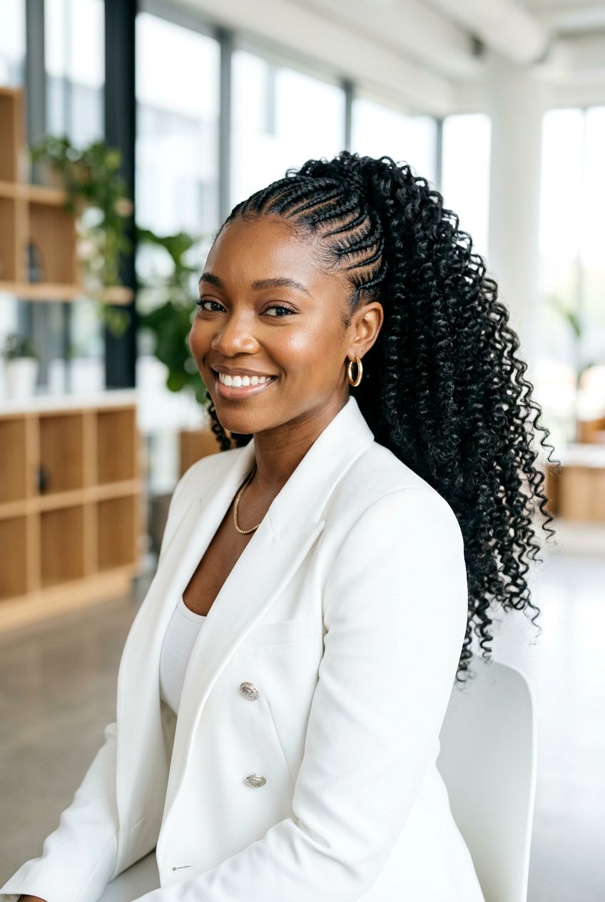 Feed In Braids With Curly Ponytail - 20 natural hair ponytail with braids - 20 natural hair ponytail with braids