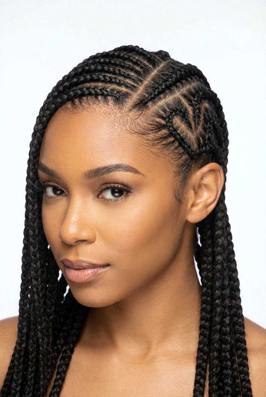 Feed In Braids With Heart Design - 20 feed in braids hairstyles - 20 feed in braids hairstyles