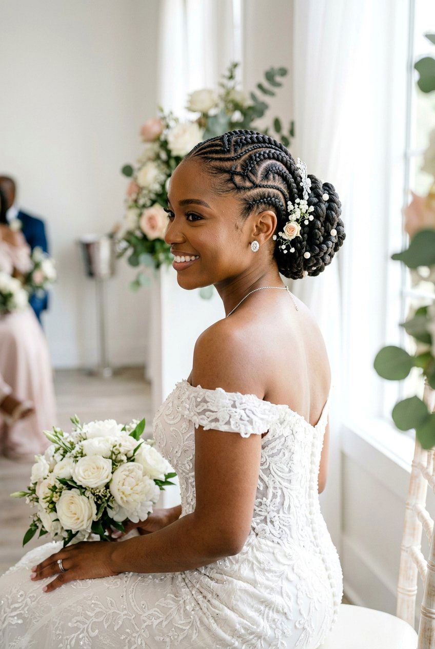 Feed In Cornrows Bridal Updo - 20 black women bridal hairstyle ideas - 20 black women bridal hairstyle ideas