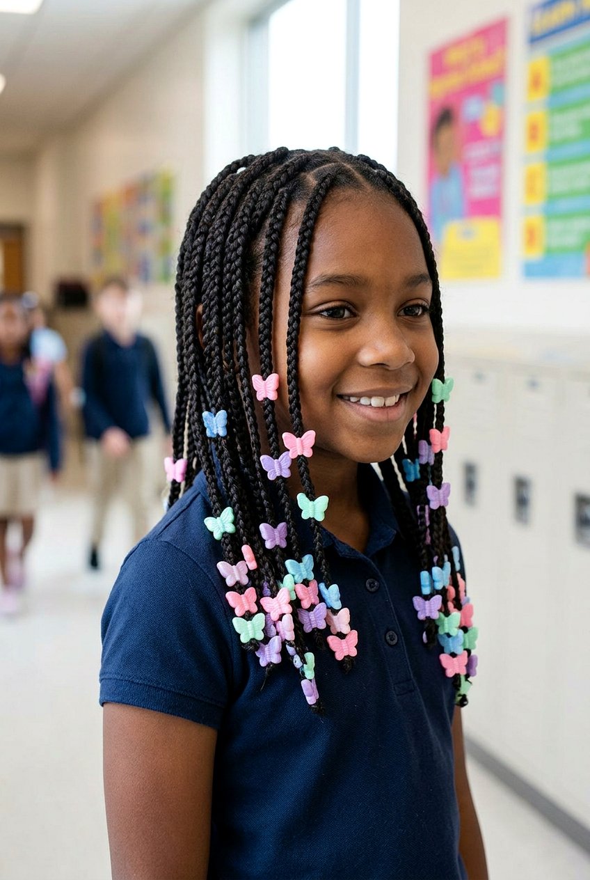Feed In Cornrows with Beaded Ends - 20 school braid styles for black girls with beads - 20 school braid styles for black girls with beads