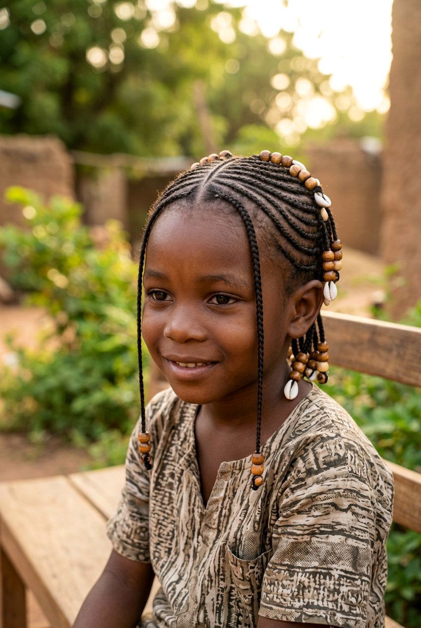 Feed In Cornrows with Beads - 20 little boys braids with beads - 20 little boys braids with beads