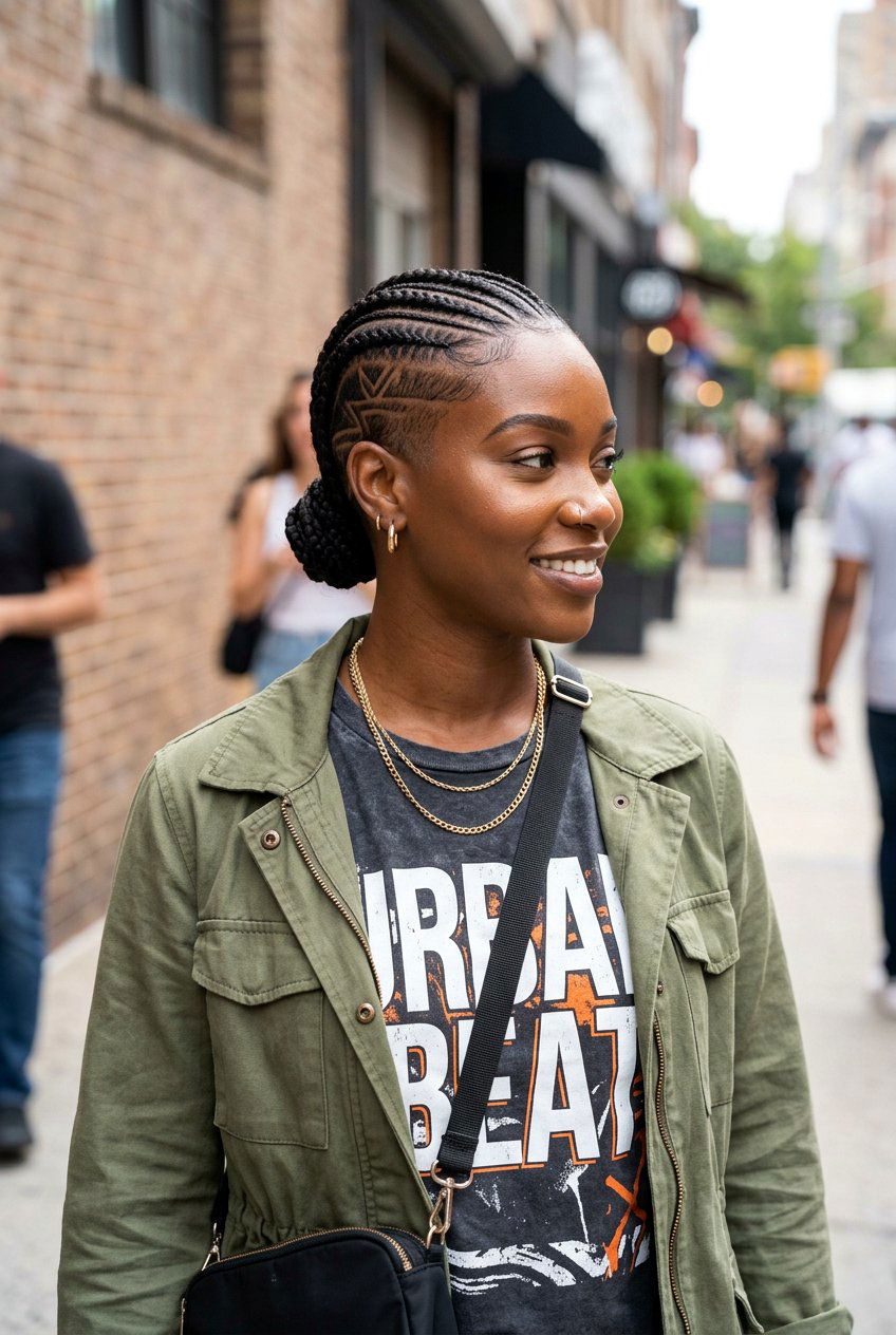 Feed In Cornrows with Shaved Side - 20 braided side shave hairstyle - 20 braided side shave hairstyle