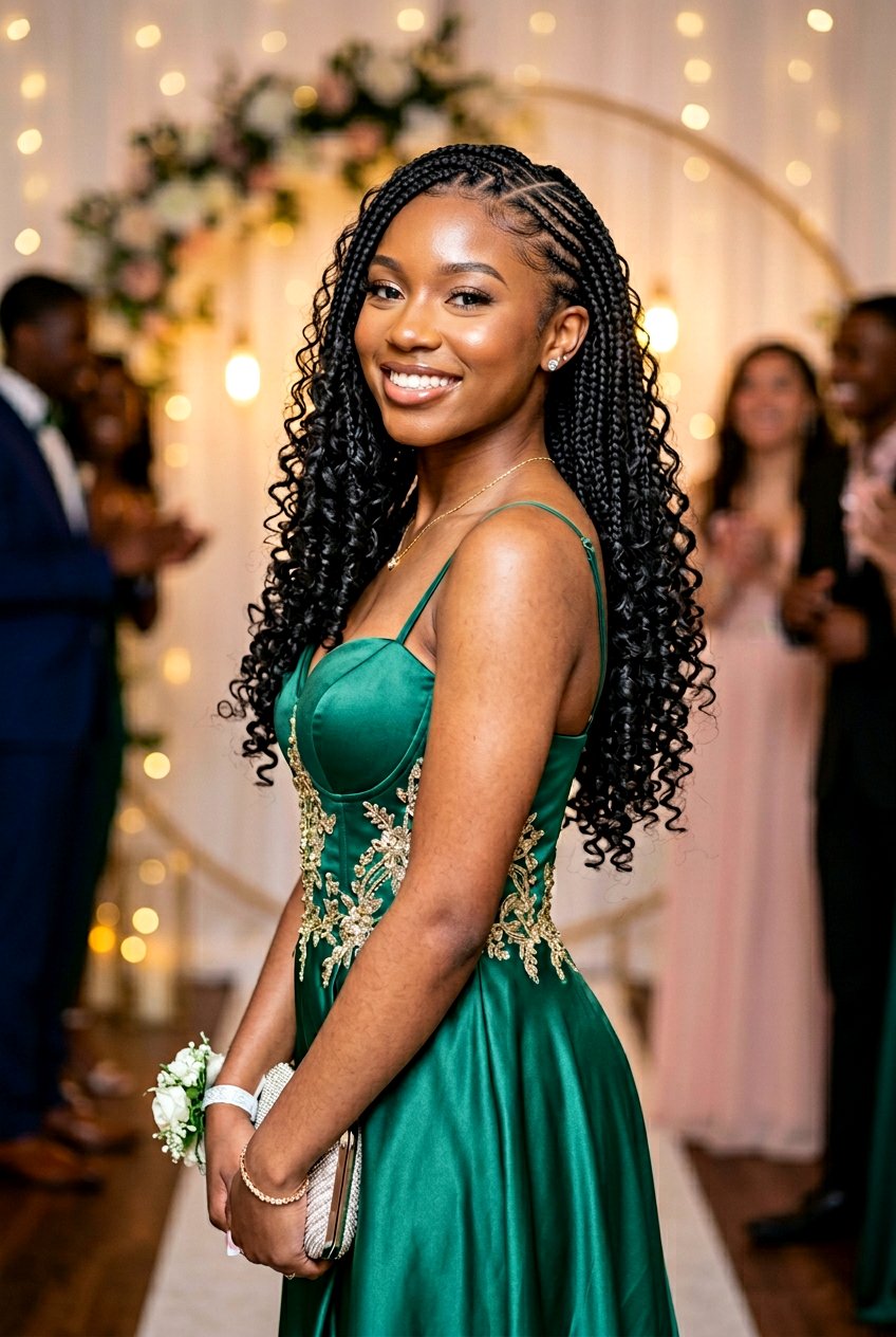 Feed In Knotless Braids with Curls - 20 prom knotless braids with curls - 20 prom knotless braids with curls