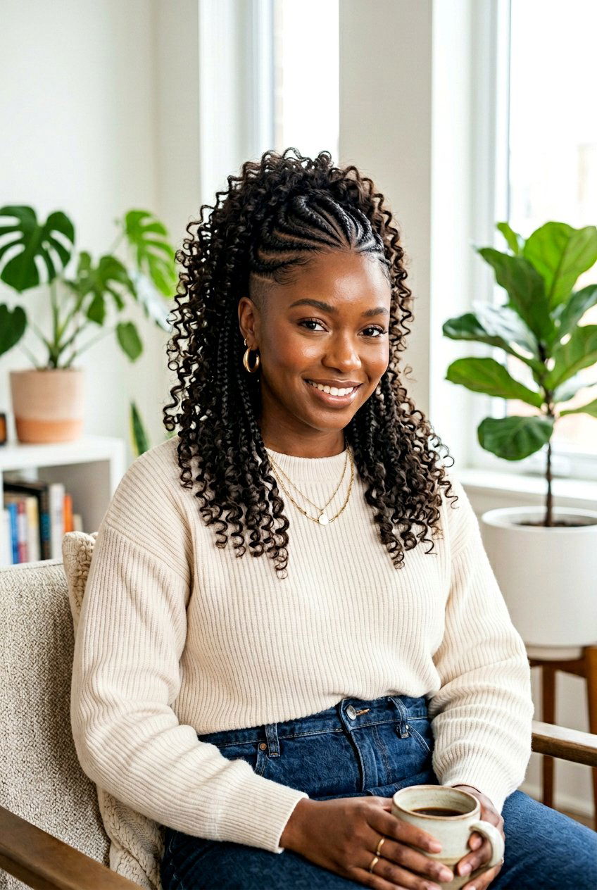 Feed In Mohawk Braid with Curly Ends - 20 soft mohawk braid hairstyle for black women - 20 soft mohawk braid hairstyle for black women