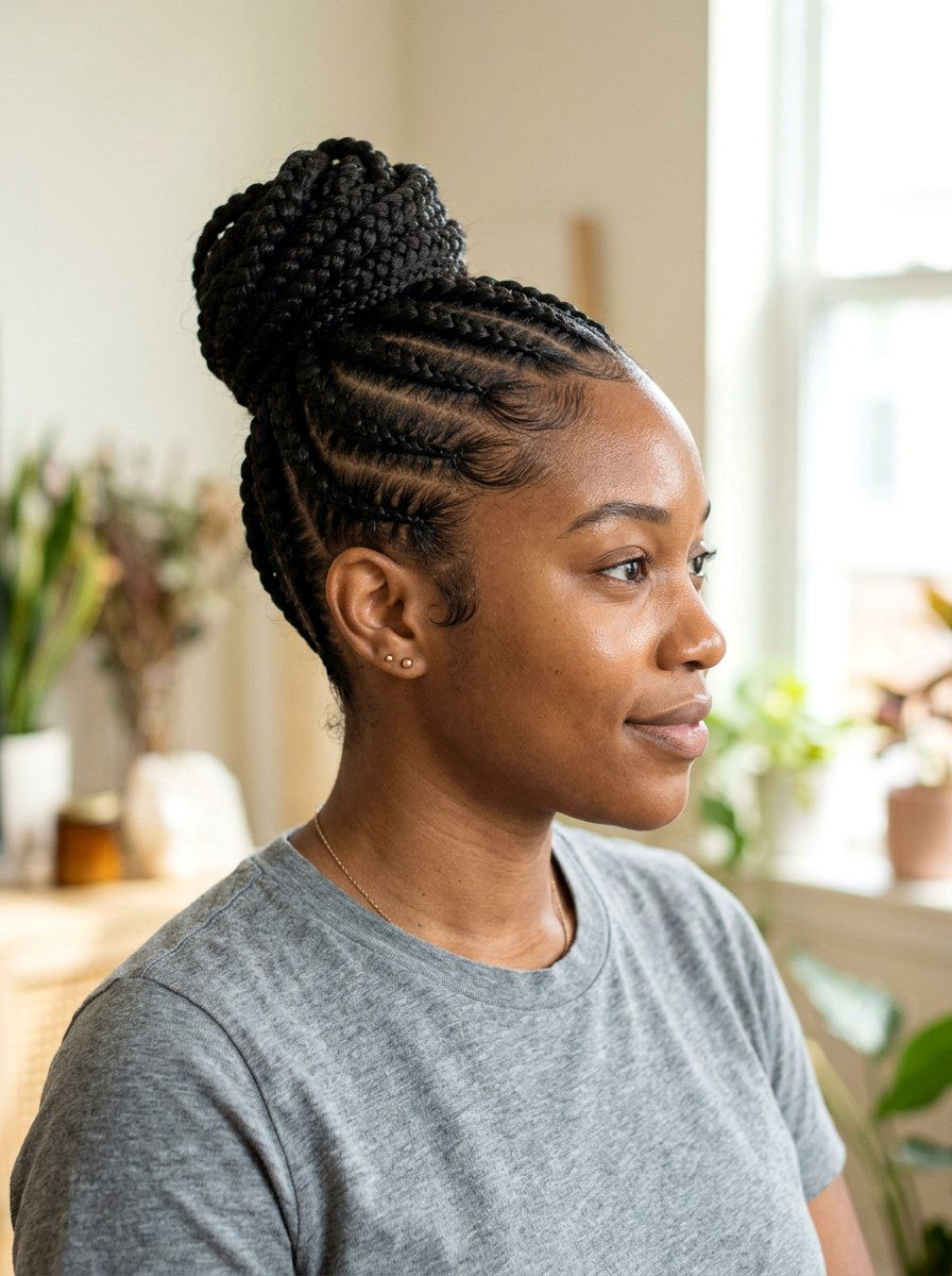 20 Gorgeous Stitch Braids Into Bun Styles For Any Event