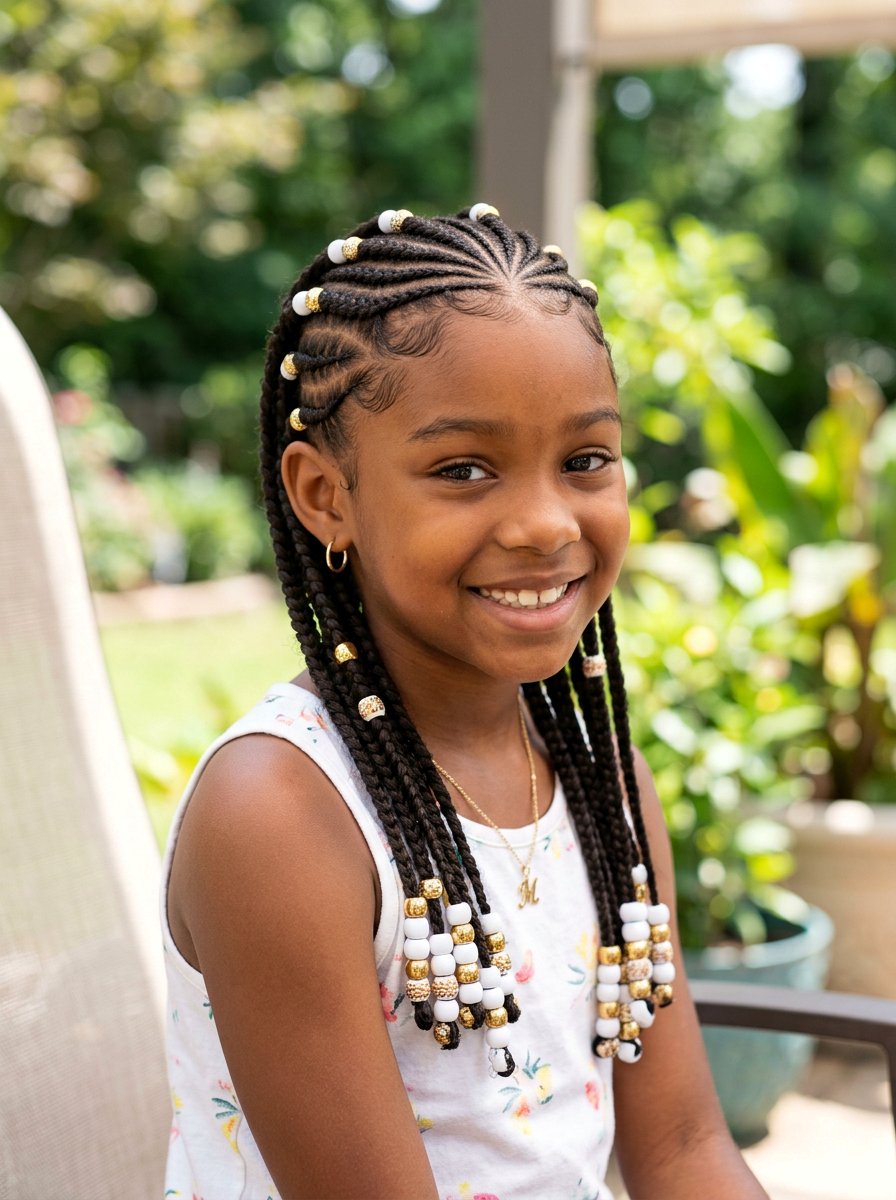 Feed In Stitch Braids With Beads - 20 kids stitch braids with beads - 20 kids stitch braids with beads