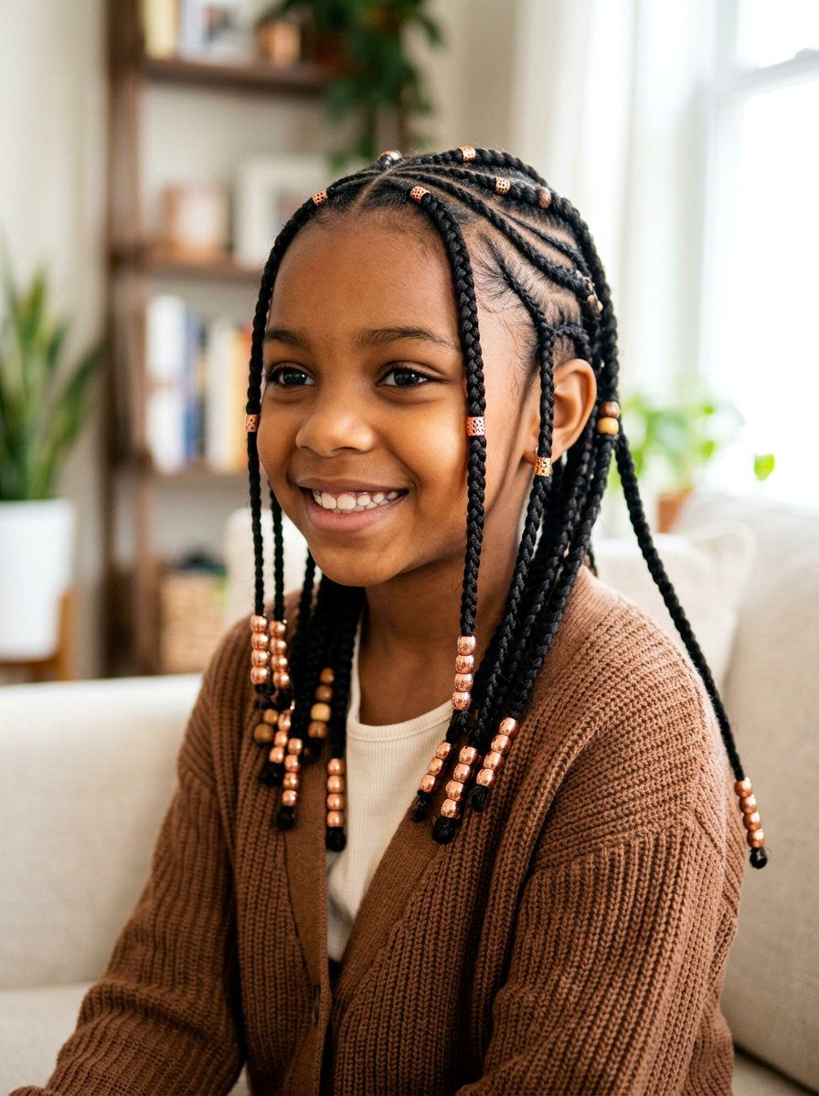 Feed in braids with beads - 20 school braids with beads for girls - 20 school braids with beads for girls