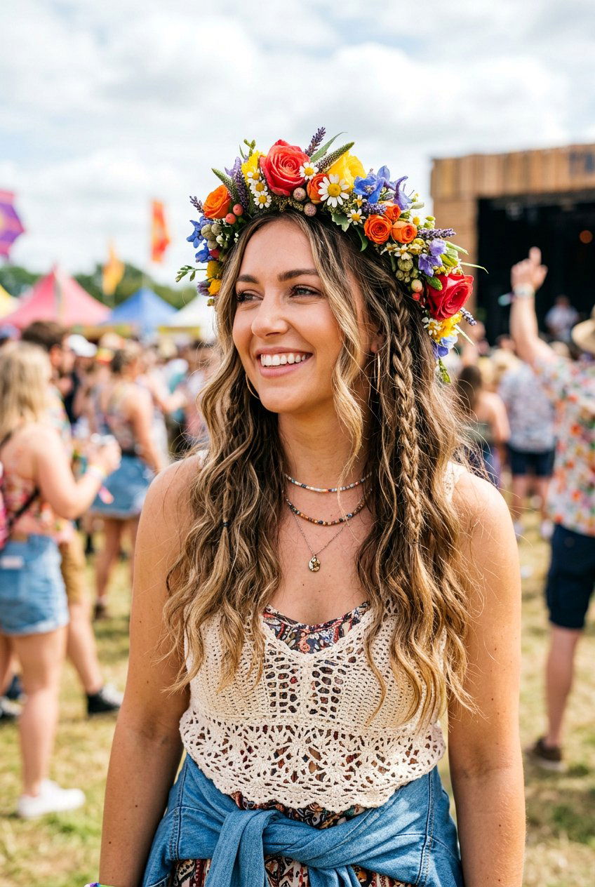 Festival Flower Crown Hair - 20 flower crown hairstyles - 20 flower crown hairstyles