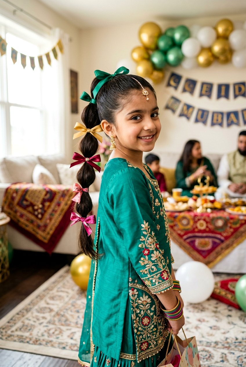 Festive Bubble Ponytail For Eid - 20 eid hairstyles for girls - 20 eid hairstyles for girls