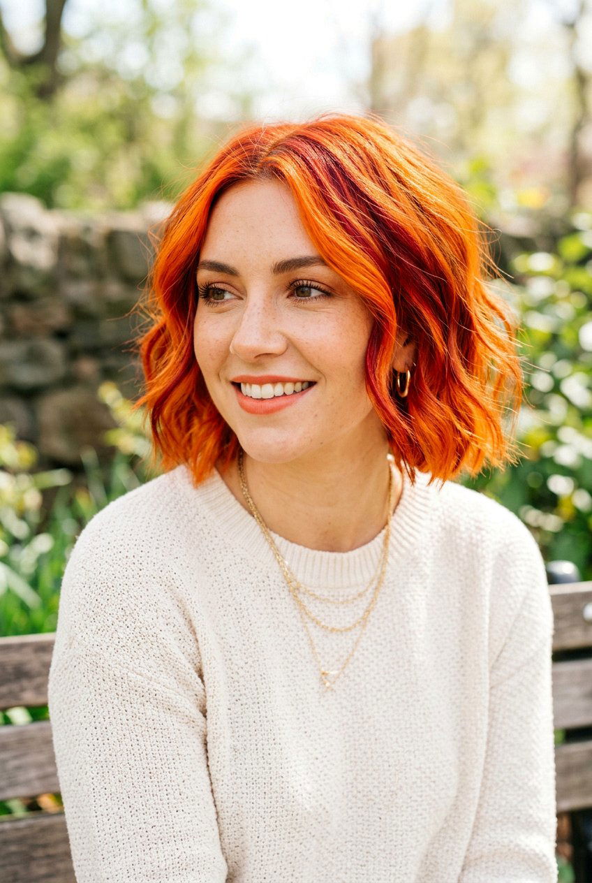 Fiery Orange Hair With Red Highlights - 20 statement hair color ideas - 20 statement hair color ideas