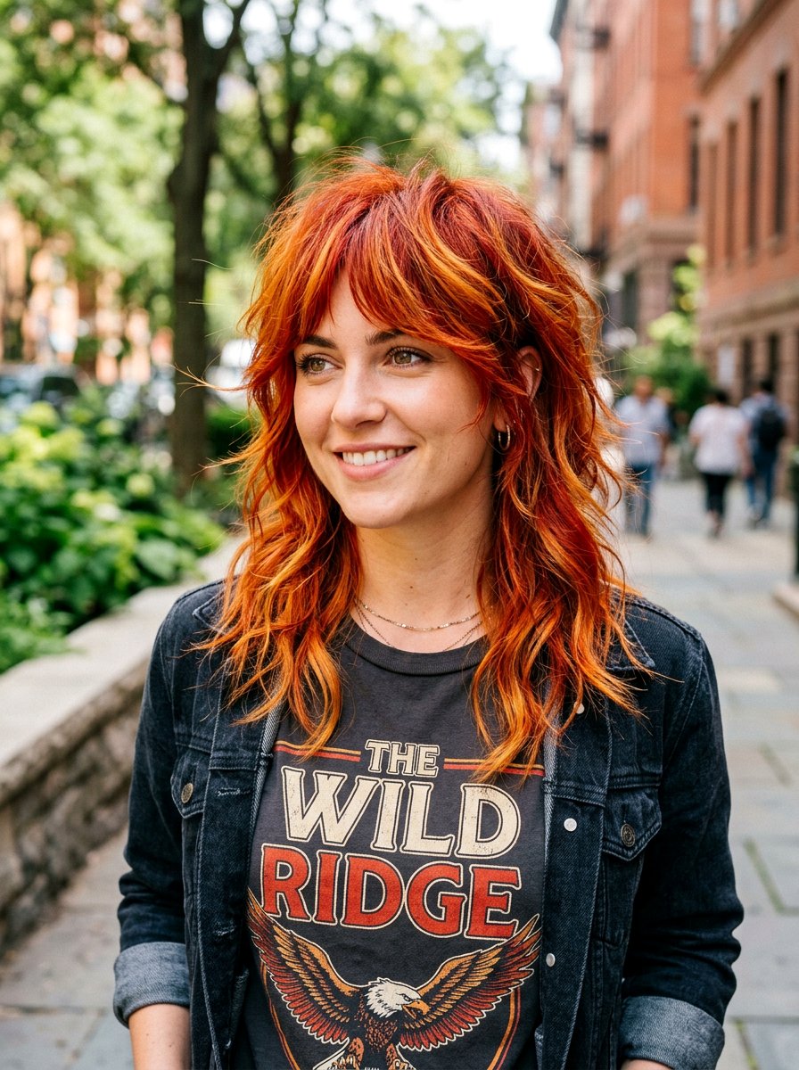 Fiery Red Wolf Cut - 20 red wolf cut color ideas - 20 red wolf cut color ideas