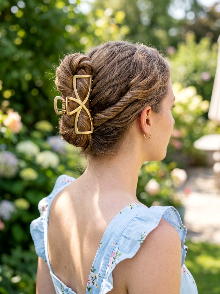 Figure Eight Claw Clip Bun - 20 vacation hairstyle with claw clip bun - 20 vacation hairstyle with claw clip bun