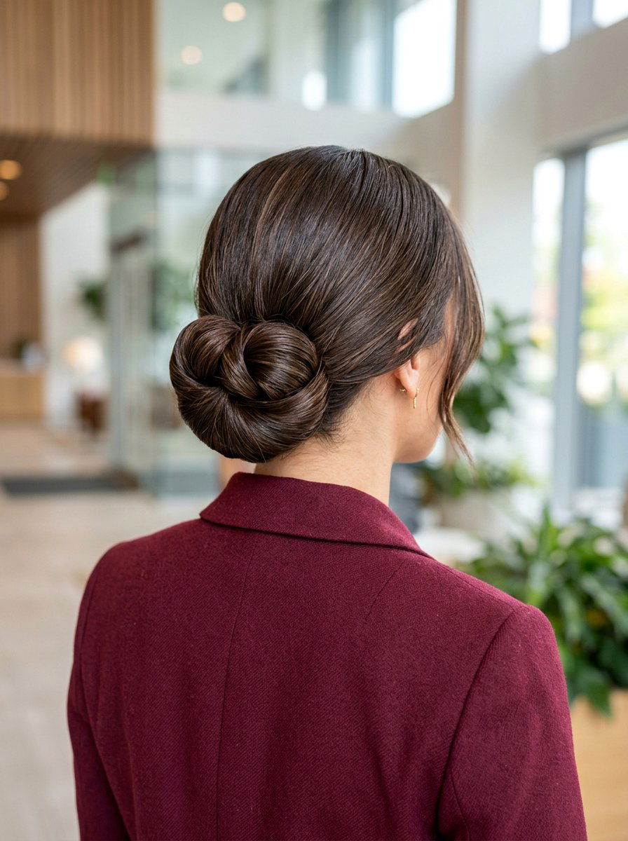 Figure Eight Glossy Low Bun With Middle Part - 20 glossy low bun with middle part - 20 glossy low bun with middle part