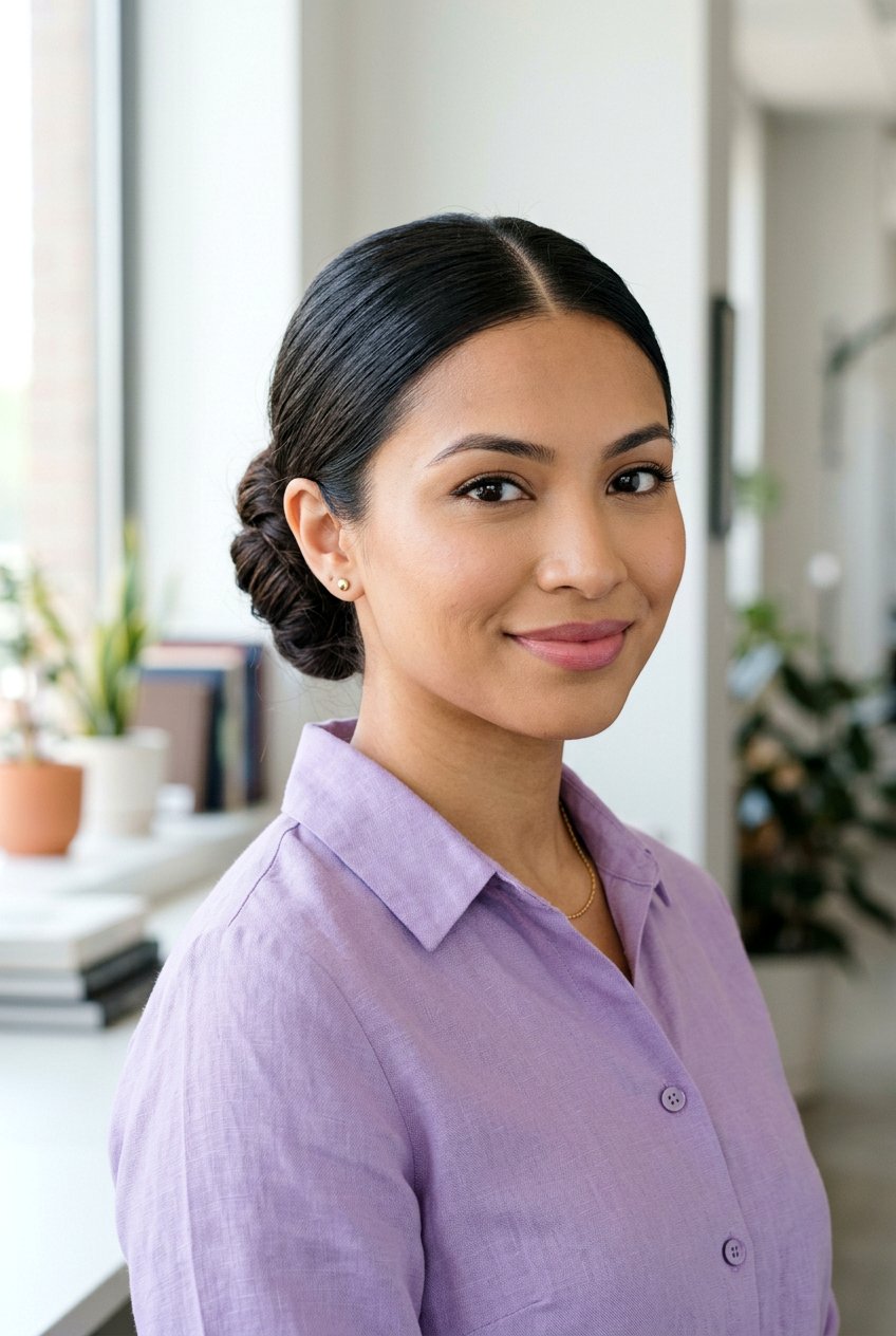 Fine Hair Bun - 20 professional low bun with middle part - 20 professional low bun with middle part