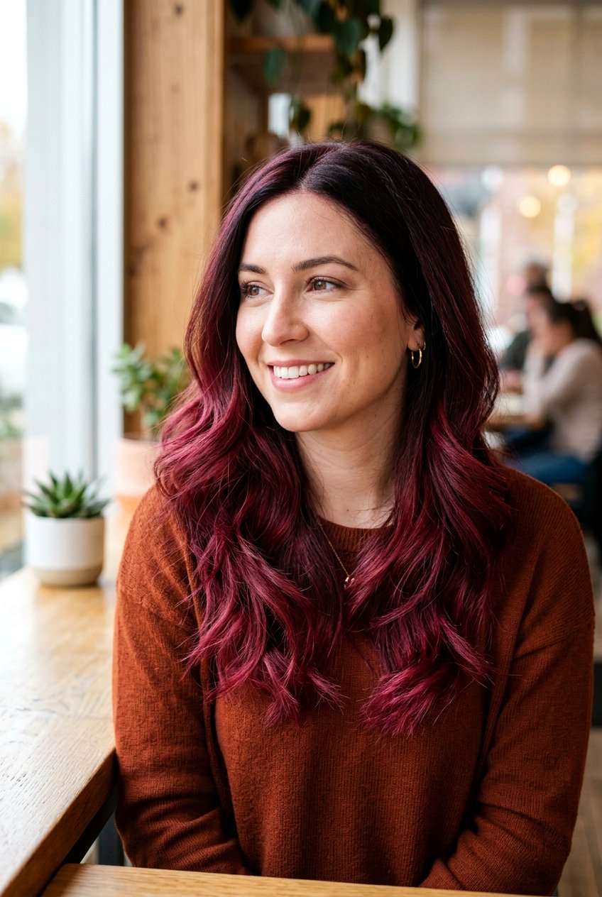 Fine Hair Burgundy Balayage - 20 autumn burgundy balayage ideas - 20 autumn burgundy balayage ideas