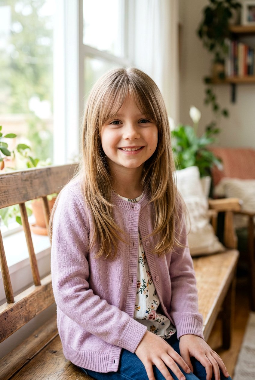 Fine Hair Long Cut With Ghost Layers And Curtain Bangs - 20 long haircut for little girls with curtain bangs - 20 long haircut for little girls with curtain bangs