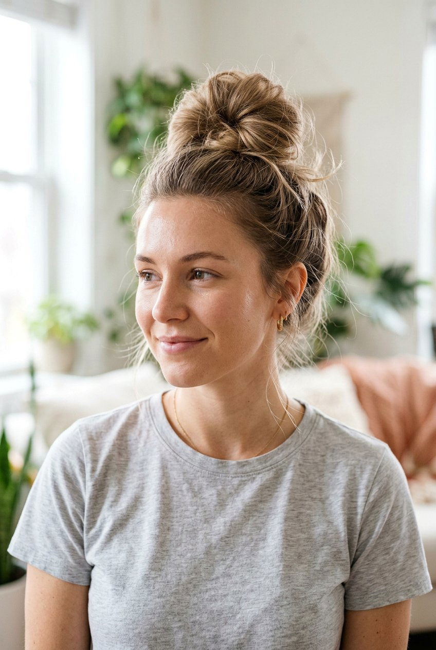 Fine Hair Messy Top Knot - 20 messy top knot hairstyle - 20 messy top knot hairstyle