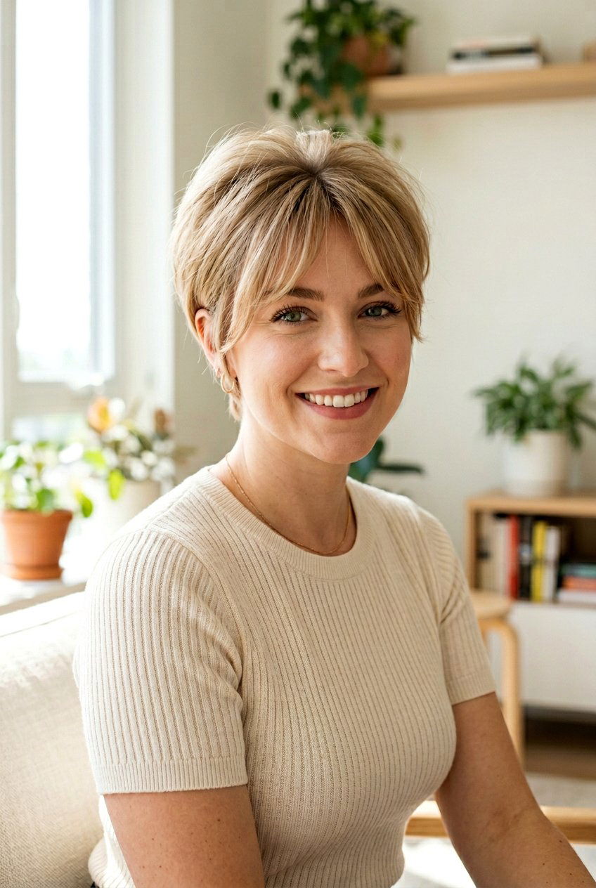 Fine Hair Pixie With Soft Curtain Bangs - 20 pixie with curtain bangs - 20 pixie with curtain bangs