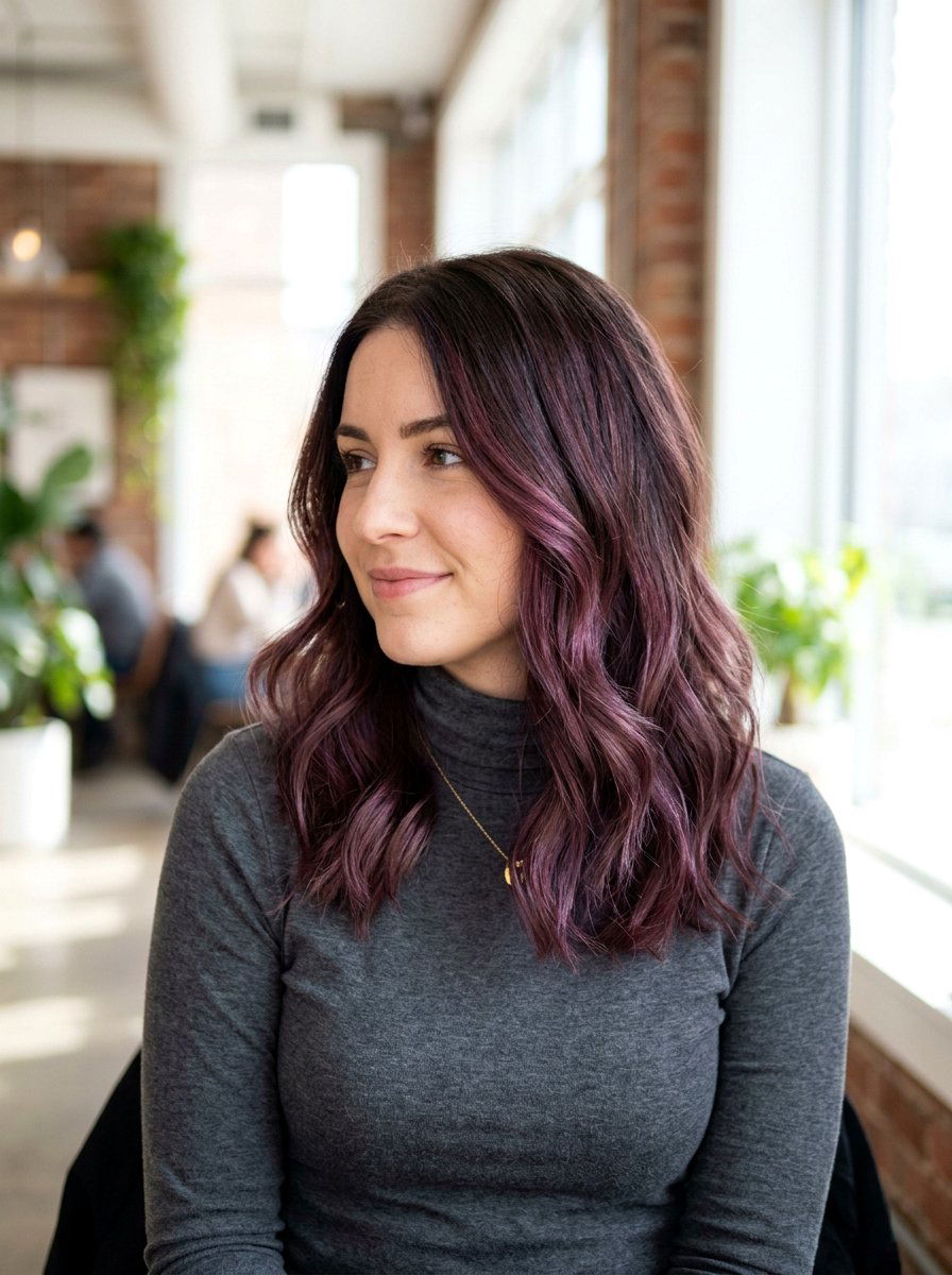 Fine Hair Plum Brunette Balayage - 20 winter plum brunette balayage - 20 winter plum brunette balayage