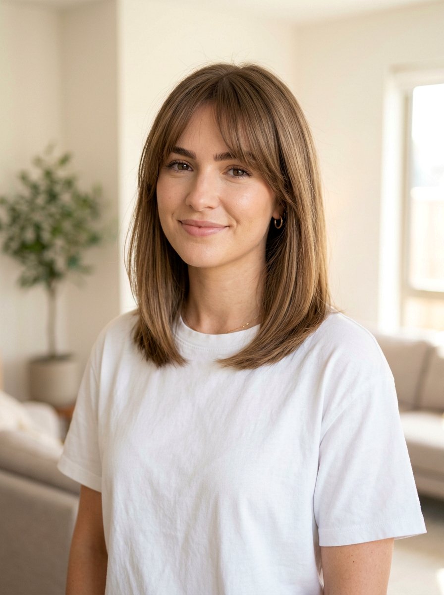 Fine Hair Straight Lob With Curtain Bangs - 20 straight lob with curtain bangs - 20 straight lob with curtain bangs