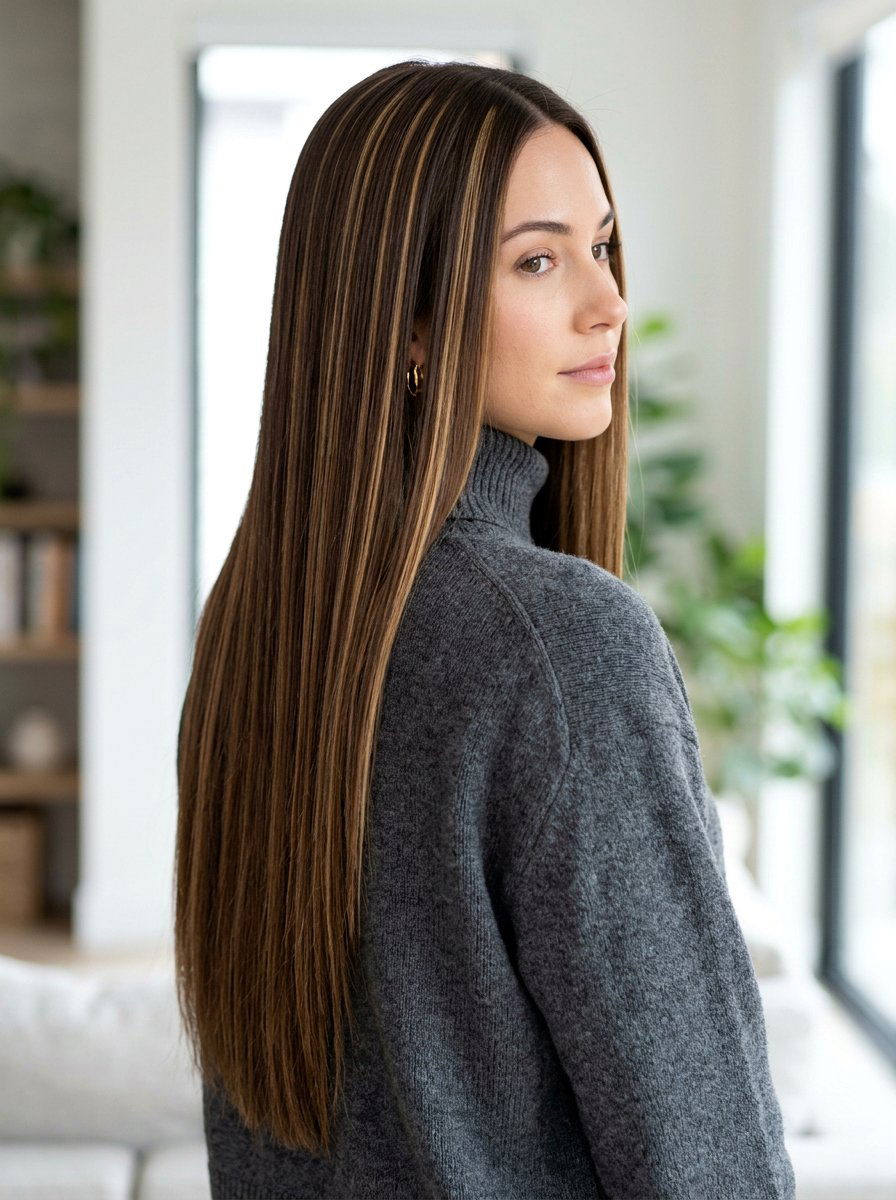 Fine Honey Blonde Ribbons on Straight Hair - 20 warm honey blonde with ribbons - 20 warm honey blonde with ribbons