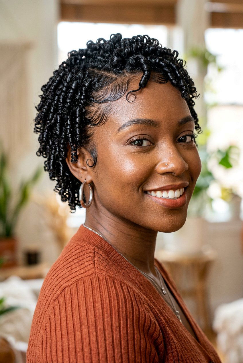 Finger Coil TWA with Defined Edges - 20 finger coil twa hairstyle - 20 finger coil twa hairstyle