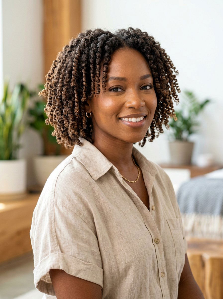 Finger Coil Texture - 20 no heat curls for bob haircut - 20 no heat curls for bob haircut