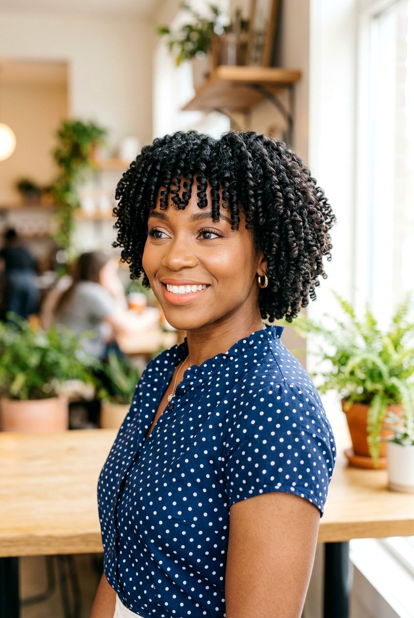 Finger Coils With Bangs - 20 finger coils hairstyle for natural hair - 20 finger coils hairstyle for natural hair