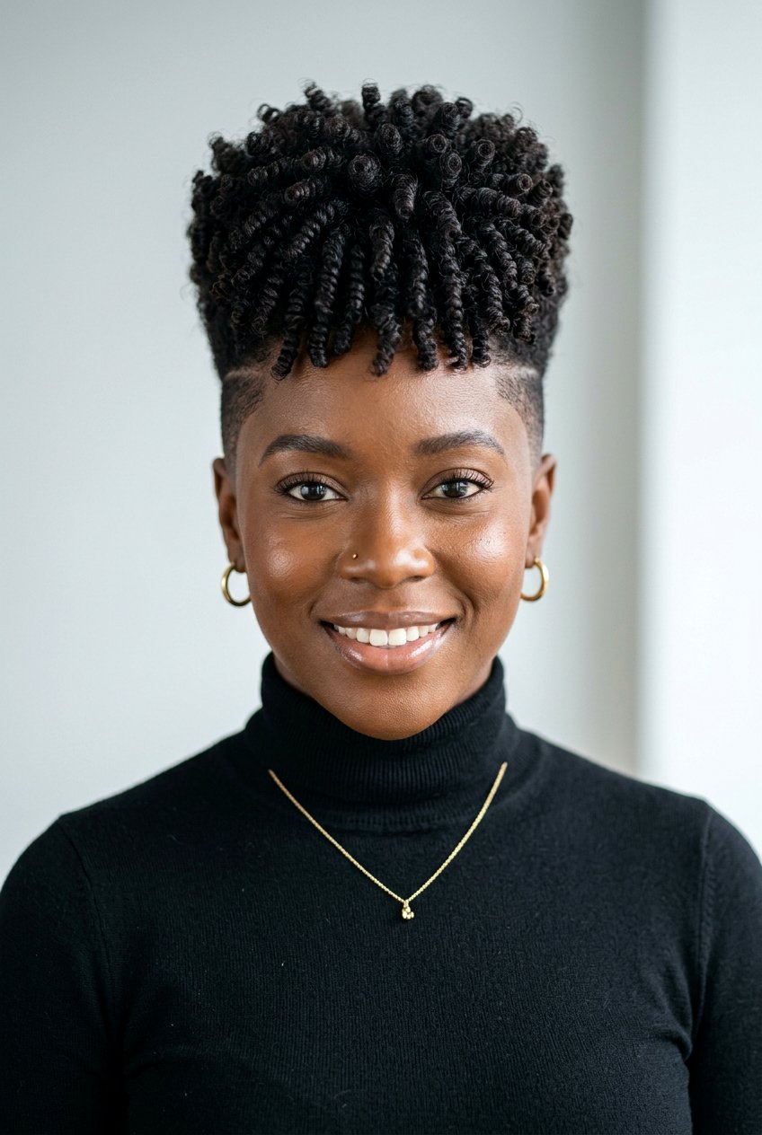 Finger Coils on High Tapered Cut - 20 finger coils on tapered cut - 20 finger coils on tapered cut