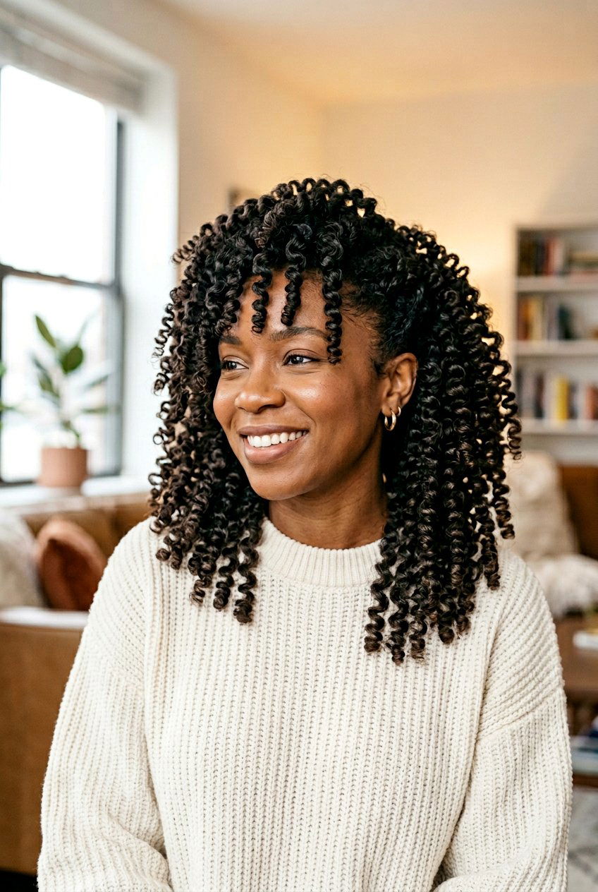 Finger Coils on Long Tapered Natural Hair - 20 finger coils on tapered cut - 20 finger coils on tapered cut