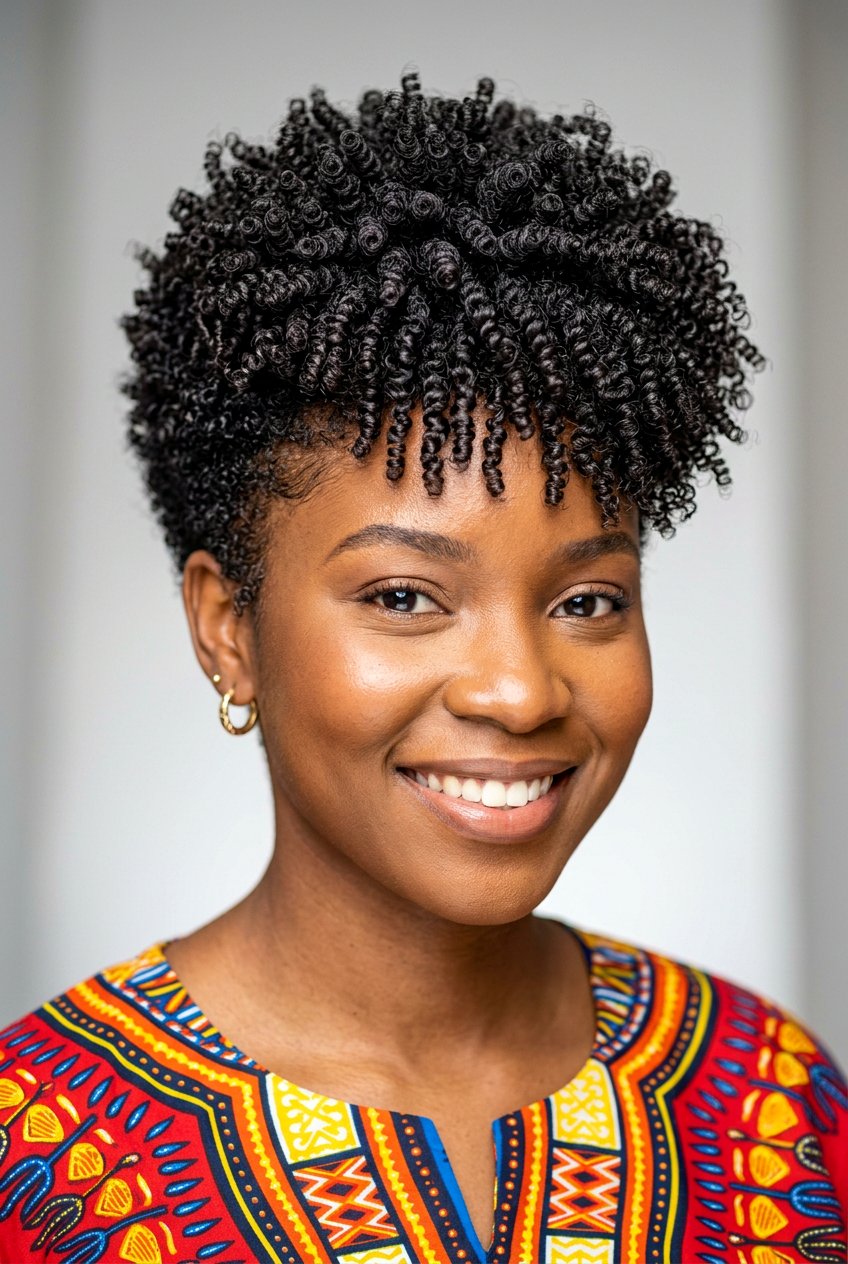 Finger Coils on Tapered Cut for 4C Hair - 20 finger coils on tapered cut - 20 finger coils on tapered cut