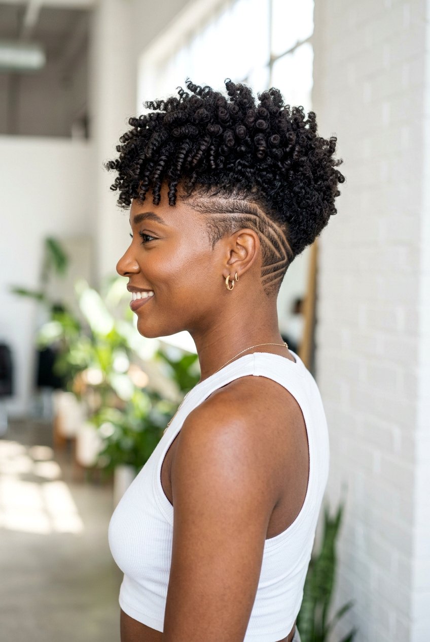 Finger Coils on Tapered Cut with Undercut Design - 20 finger coils on tapered cut - 20 finger coils on tapered cut