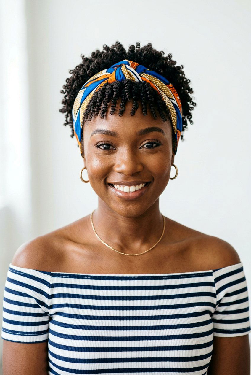 Finger Coils with Headband on TWA - 20 finger coil twa hairstyle - 20 finger coil twa hairstyle