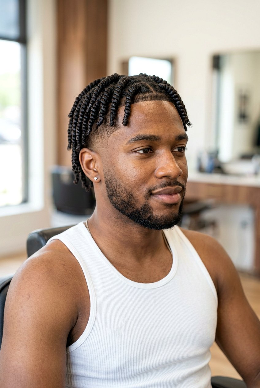 Finger Twists Taper Fade - 20 twists with taper fade for black men - 20 twists with taper fade for black men