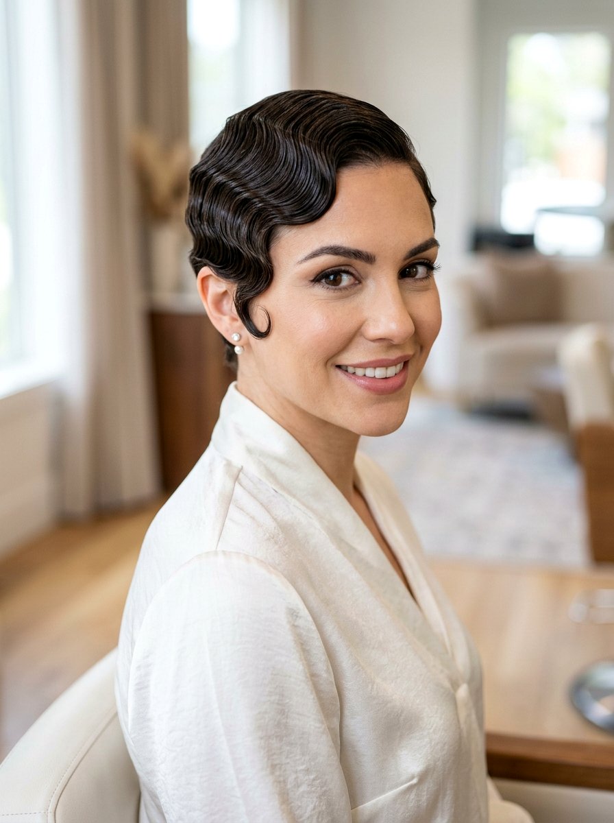 Finger Wave Pixie Style - 20 interview hairstyle with clean pixie cut - 20 interview hairstyle with clean pixie cut