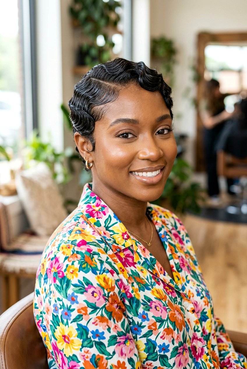 Finger Waves On Transitioning Hair - 20 finger waves on short natural hair - 20 finger waves on short natural hair