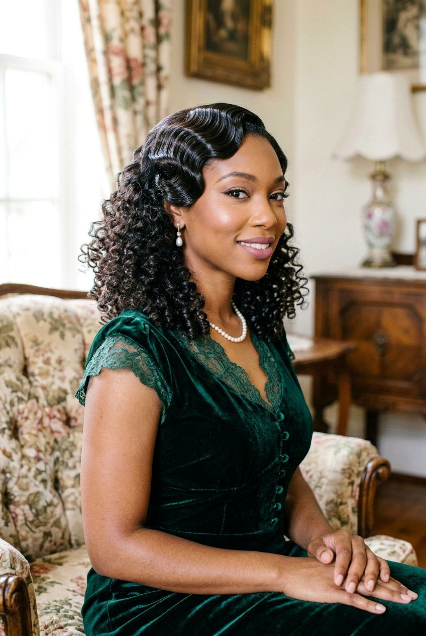 Finger Waves With Curly Ends - 20 festive curls hairstyle - 20 festive curls hairstyle