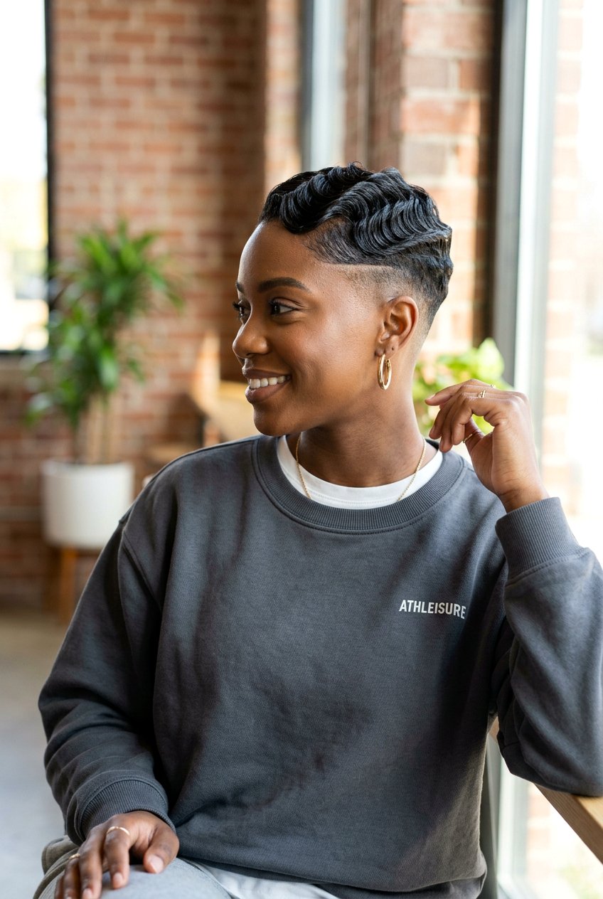 Finger Waves With Fade - 20 finger waves on short natural hair - 20 finger waves on short natural hair