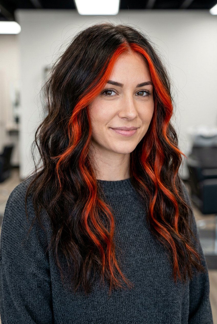 Fire Red Highlights - 20 red hair color for dark hair - 20 red hair color for dark hair