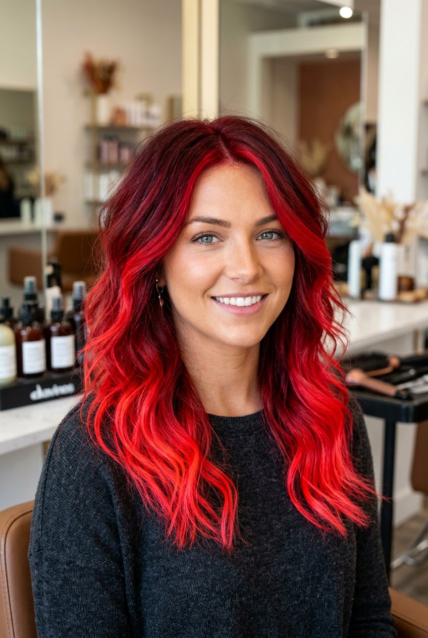 Fire engine red ombre - 20 red ombre hair color - 20 red ombre hair color