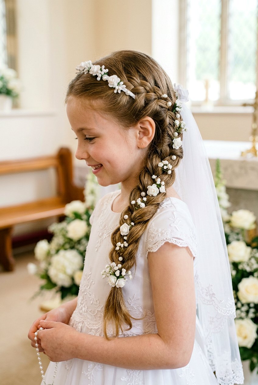 First Communion Side Braid For Girls - 20 communion hairstyles for girls - 20 communion hairstyles for girls