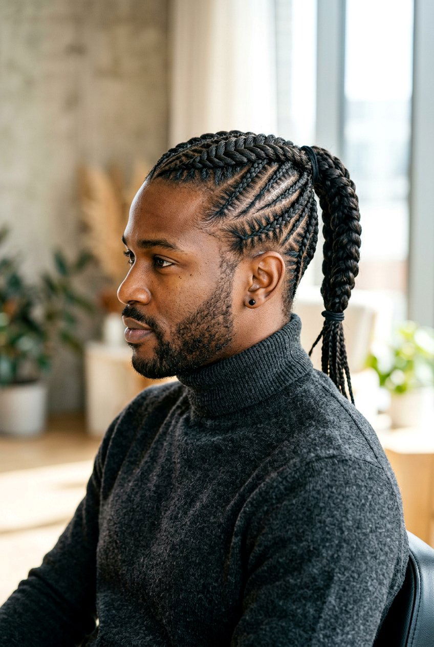 Fishbone Braids For Men - 20 braided ponytail for men - 20 braided ponytail for men